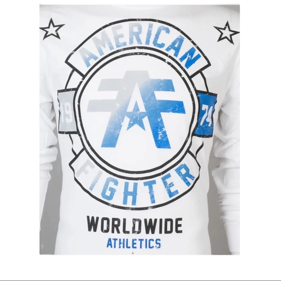 American Fighter Mens Long Sleeve Shirt SILVER LAKE White Athletic S-3XL - Picture 10 of 10